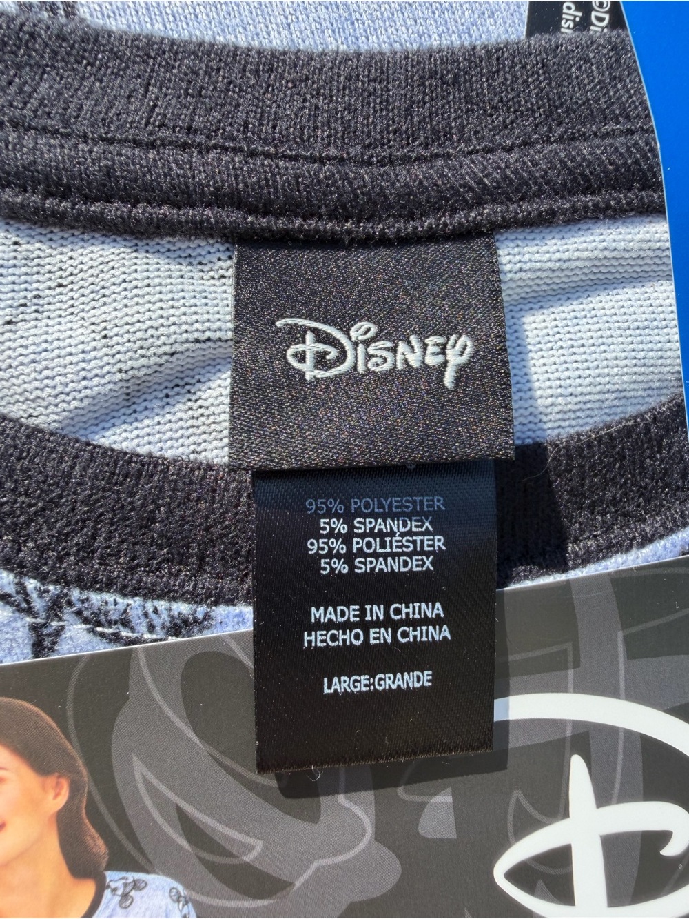Disney Mickey Mouse Light Blue & Black Cozy 2-Piece Pajama Set - L - Picture 2 of 5